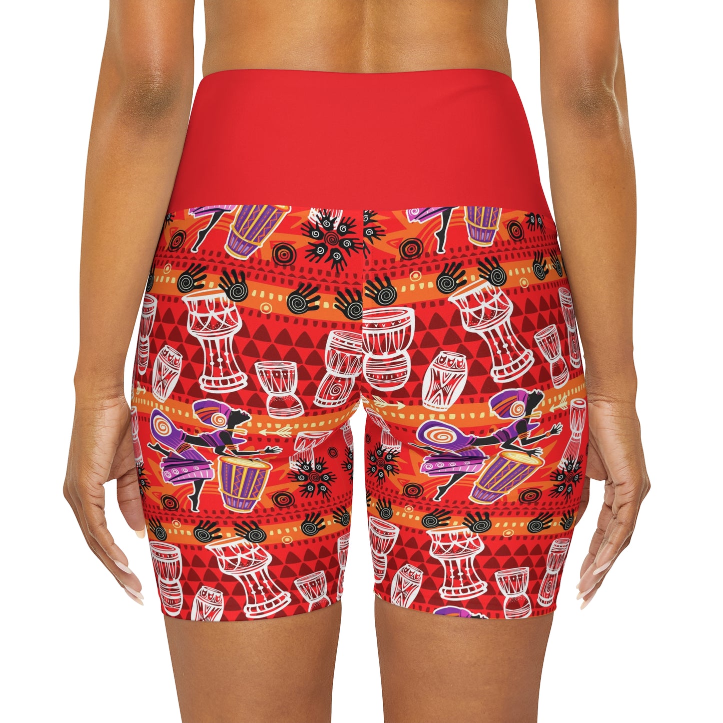 AFRICAN RED High Waisted Yoga Shorts (AOP)