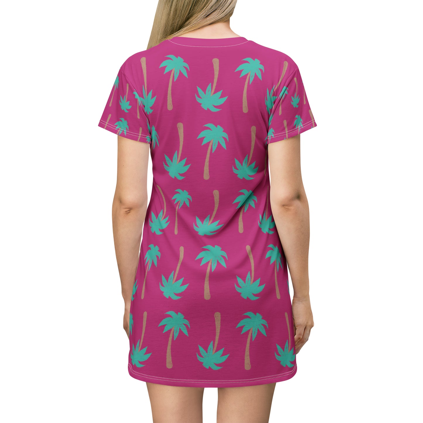 PINK PALM TREES T-Shirt Dress