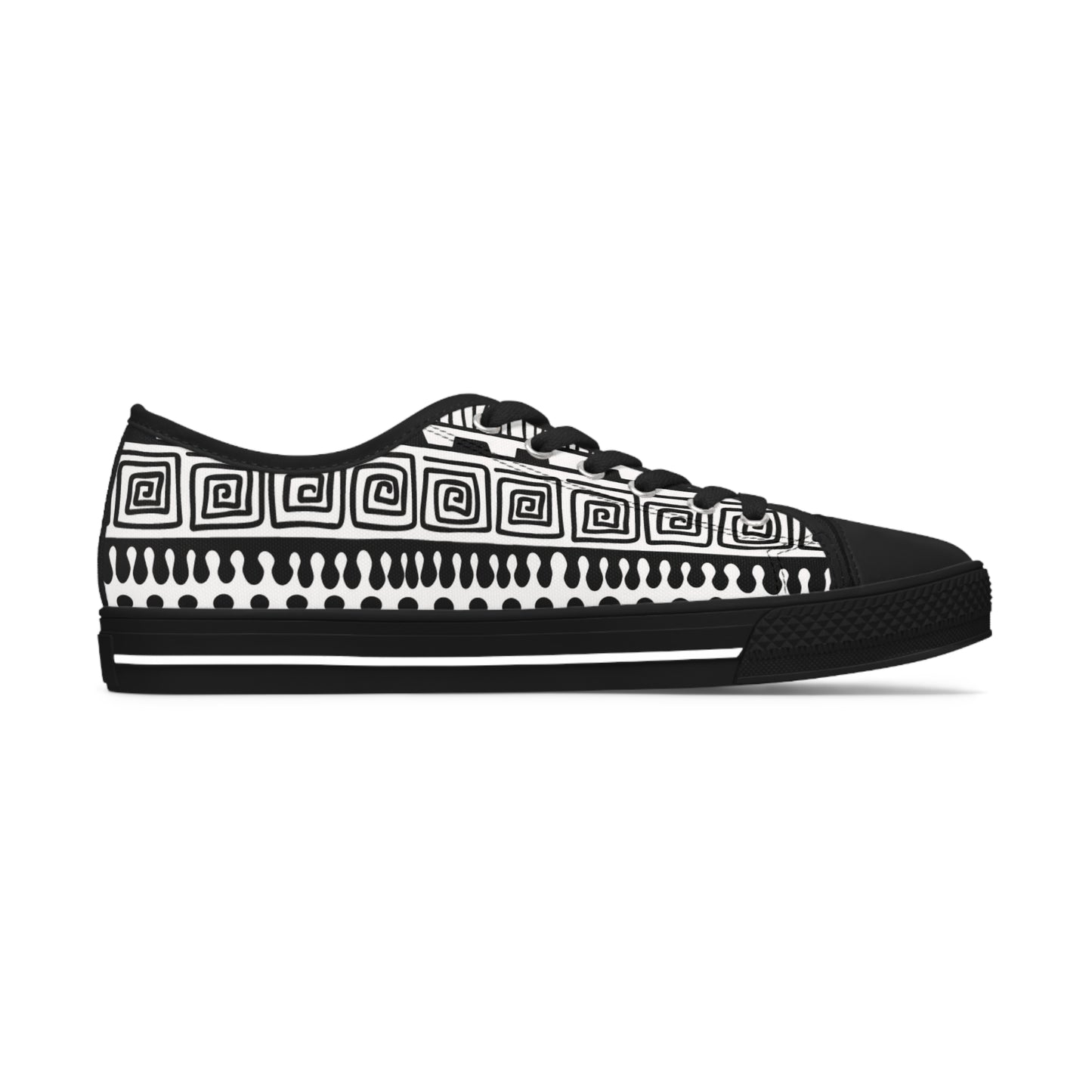 Black and White Women's Low Top Sneakers