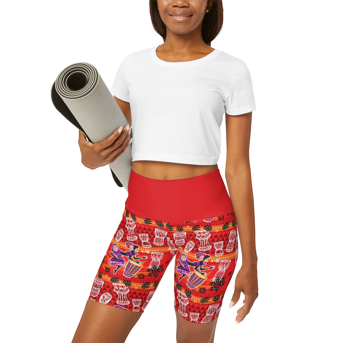 AFRICAN RED High Waisted Yoga Shorts (AOP)