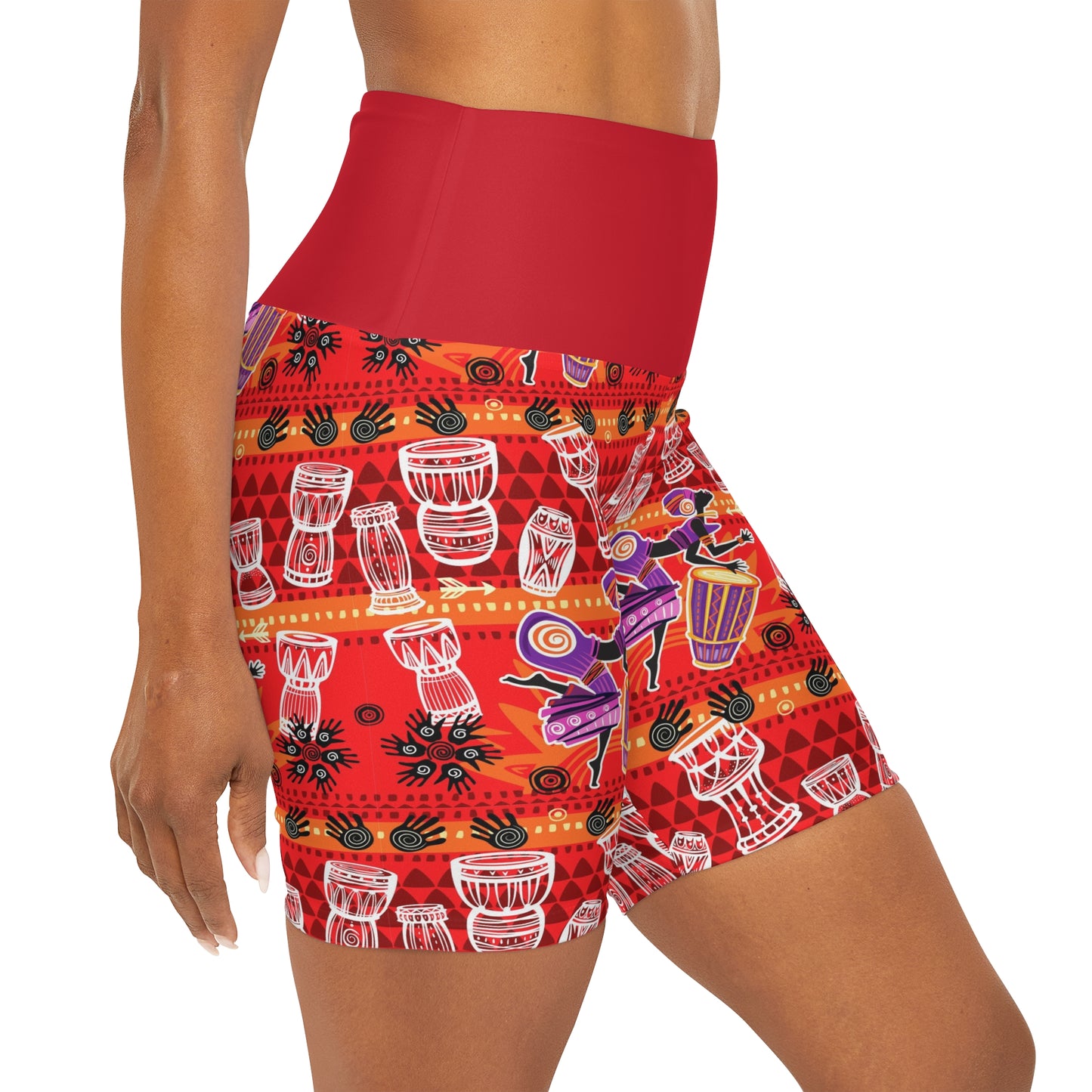 AFRICAN RED High Waisted Yoga Shorts (AOP)