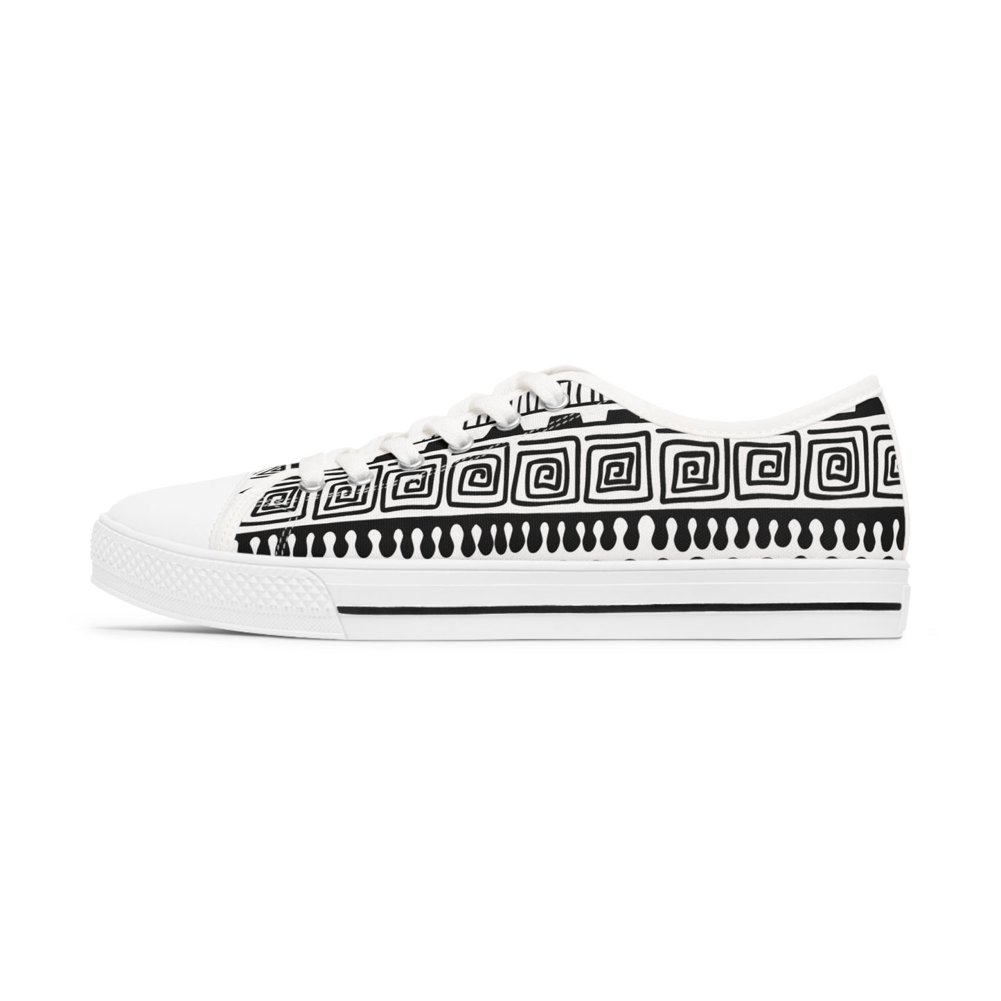 Black and White Women's Low Top Sneakers