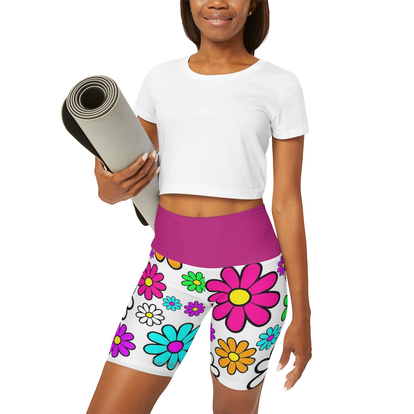 FUNKY FLOWER High Waisted Yoga Shorts