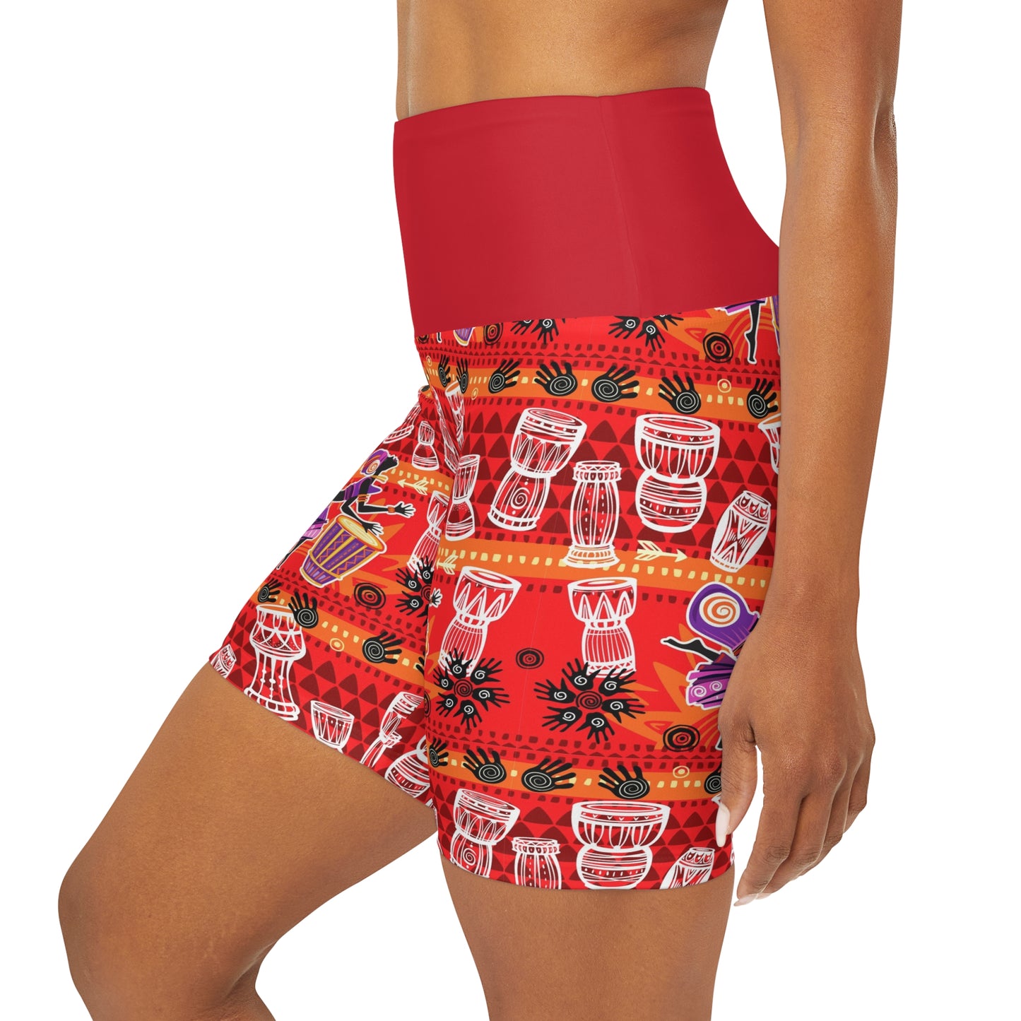 AFRICAN RED High Waisted Yoga Shorts (AOP)