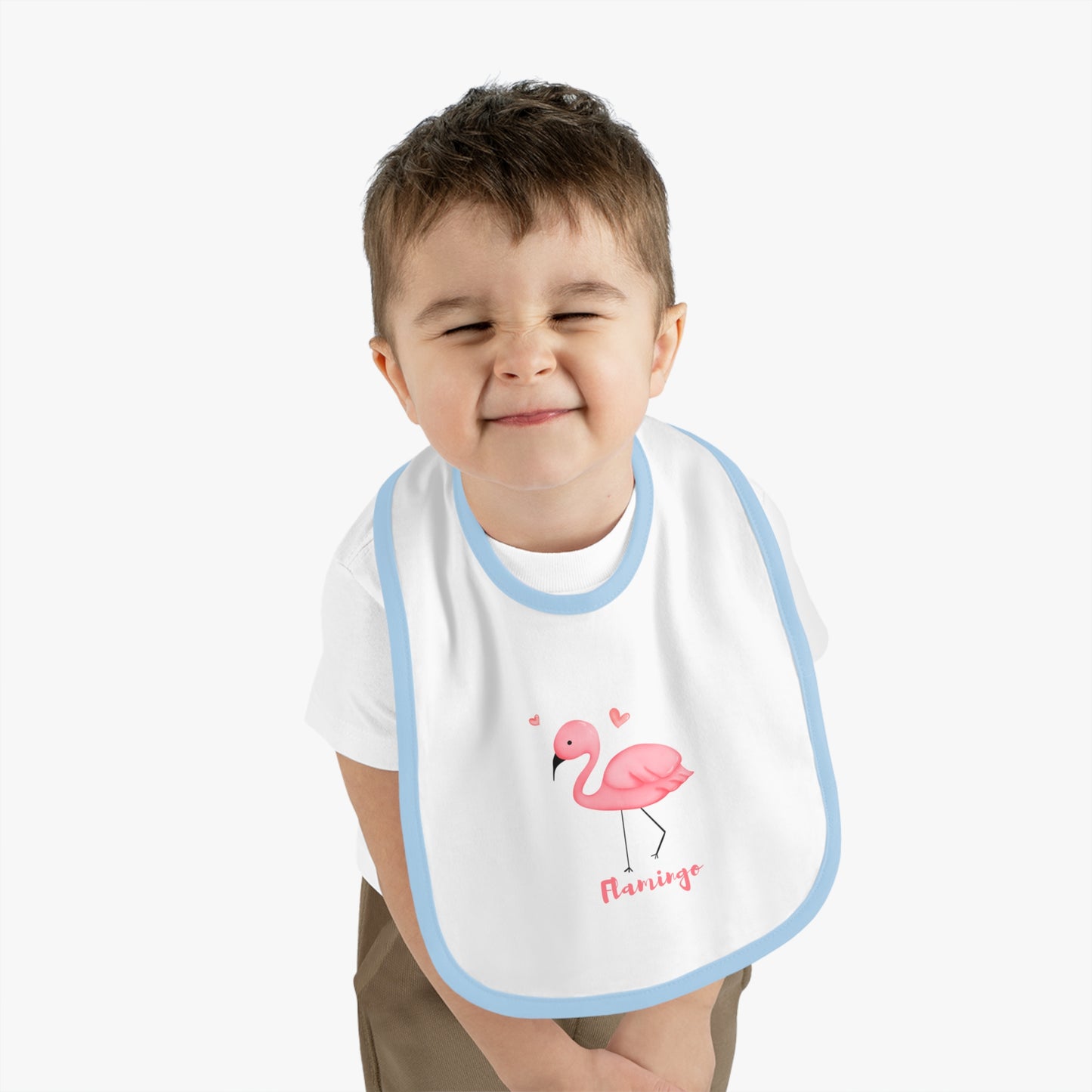 FLAMINGO Baby Contrast Trim Jersey Bib