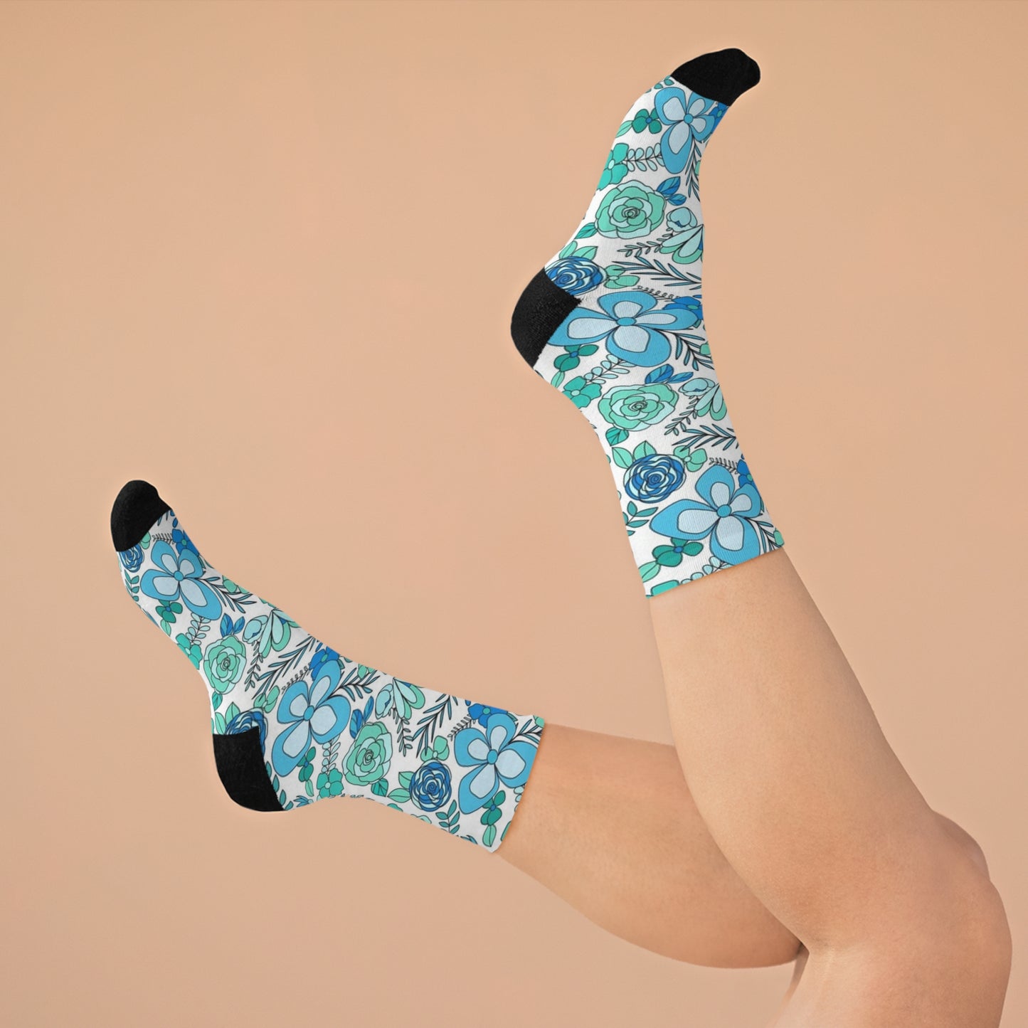 BLUE FLOWER Recycled Poly Socks