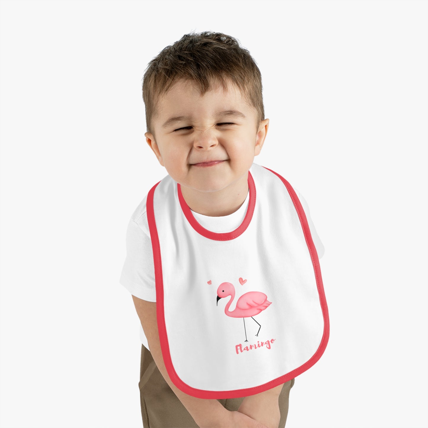 FLAMINGO Baby Contrast Trim Jersey Bib