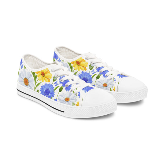 BLUE/YELLOW DAISY  Women's Low Top Sneakers