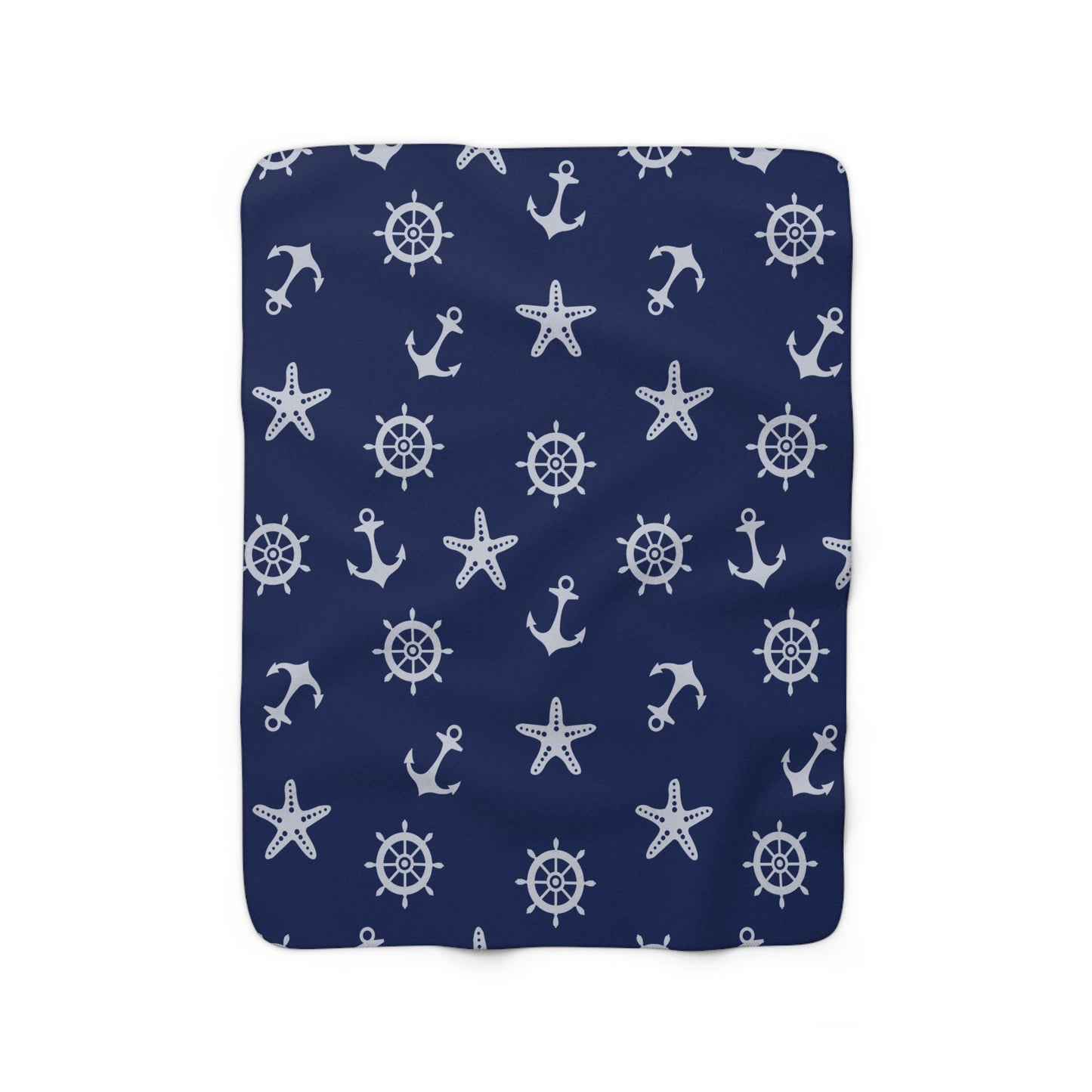 NAVY ANCHOR Sherpa Fleece Blanket