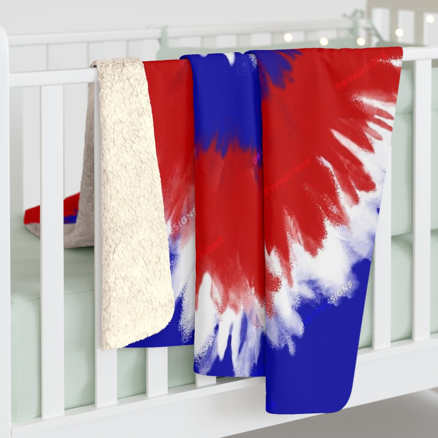 RED WHITE BLUE Sherpa Fleece Blanket