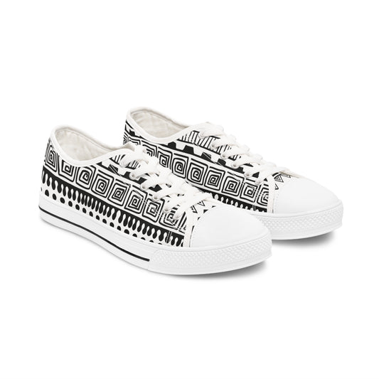 Black and White Women's Low Top Sneakers