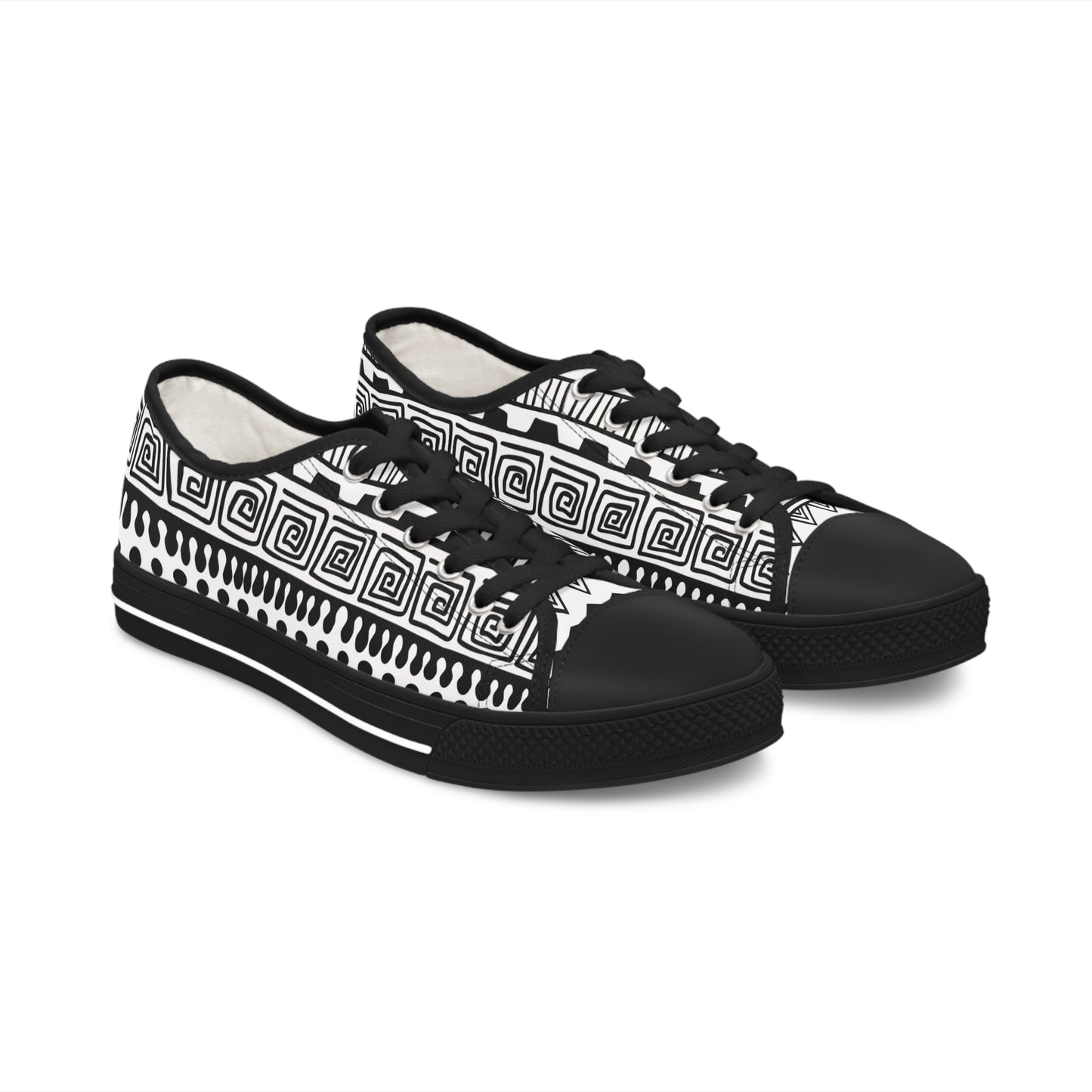 Black and White Women's Low Top Sneakers