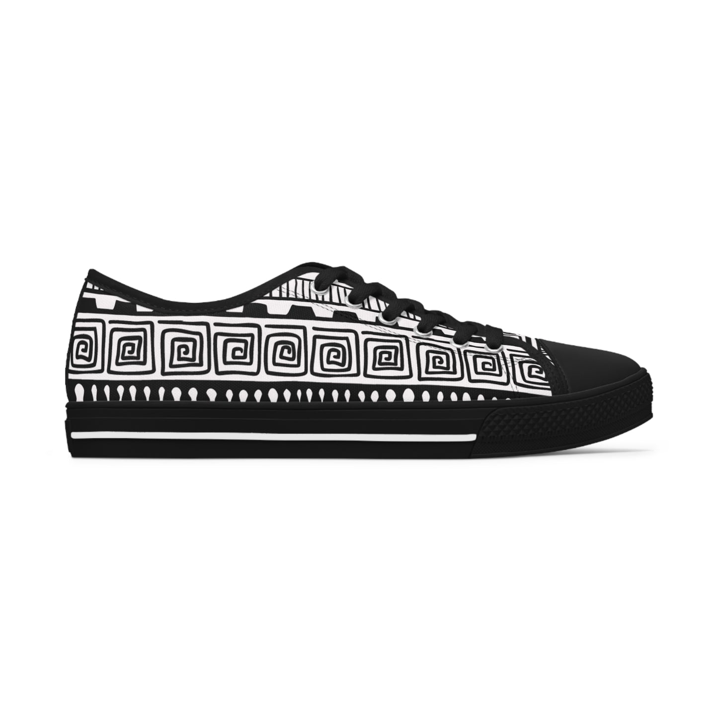 Black and White Women's Low Top Sneakers