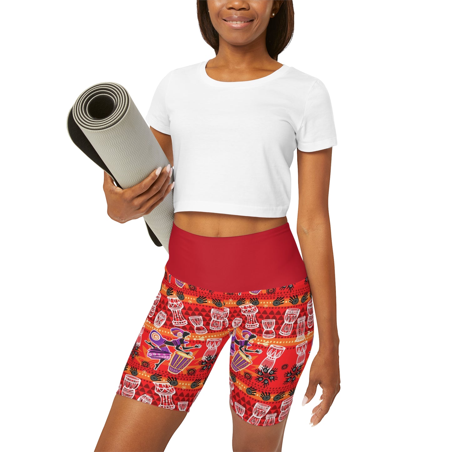 AFRICAN RED High Waisted Yoga Shorts (AOP)