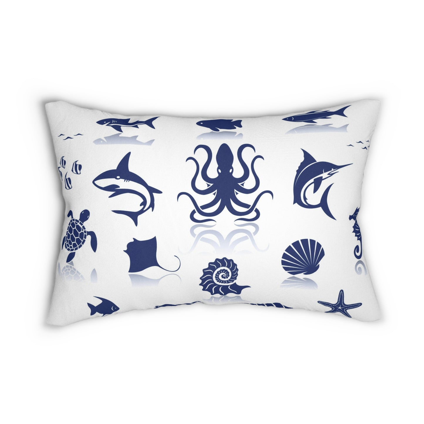 BLUE AND WHITE Spun Polyester Lumbar Pillow