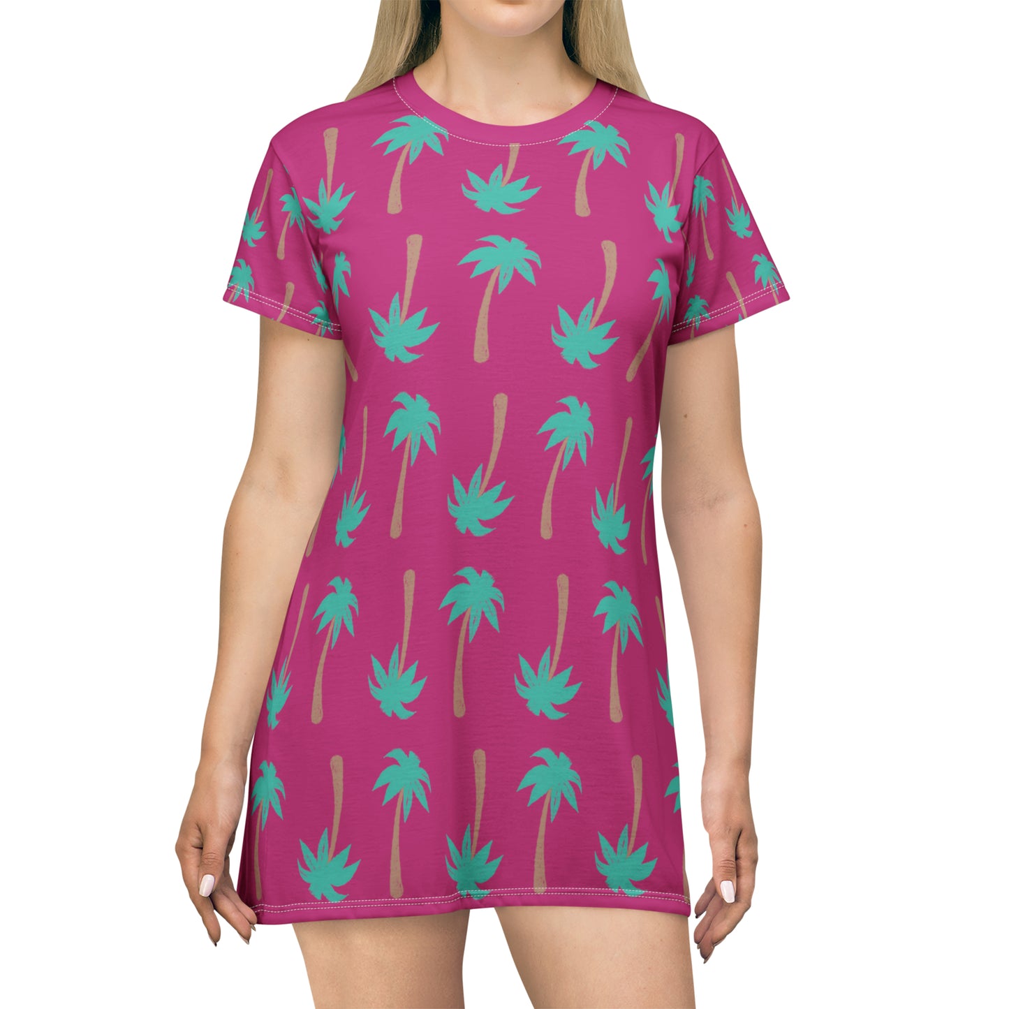 PINK PALM TREES T-Shirt Dress