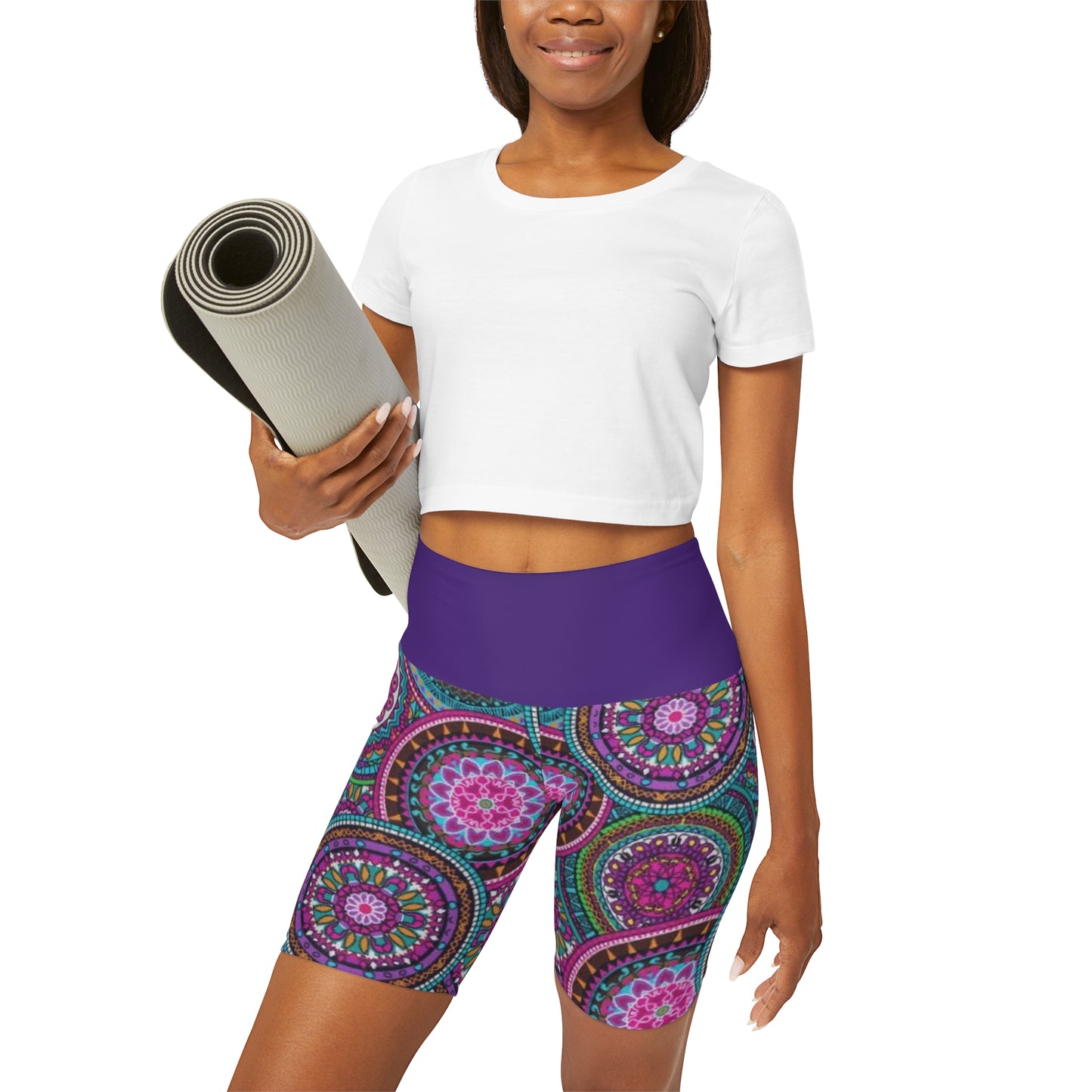 Funky Boho High Waisted Yoga Shorts