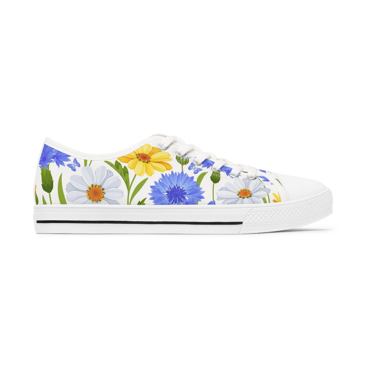 BLUE/YELLOW DAISY  Women's Low Top Sneakers