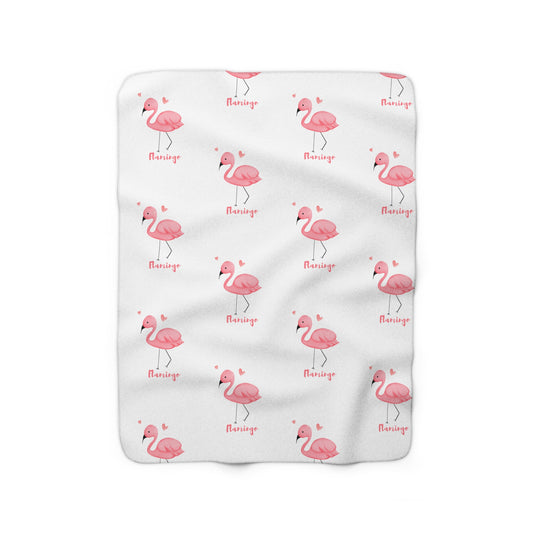 FLAMINGO Sherpa Fleece Blanket