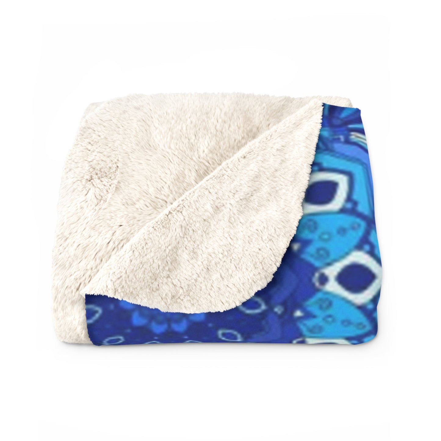 Blue Boho Sherpa Fleece Blanket