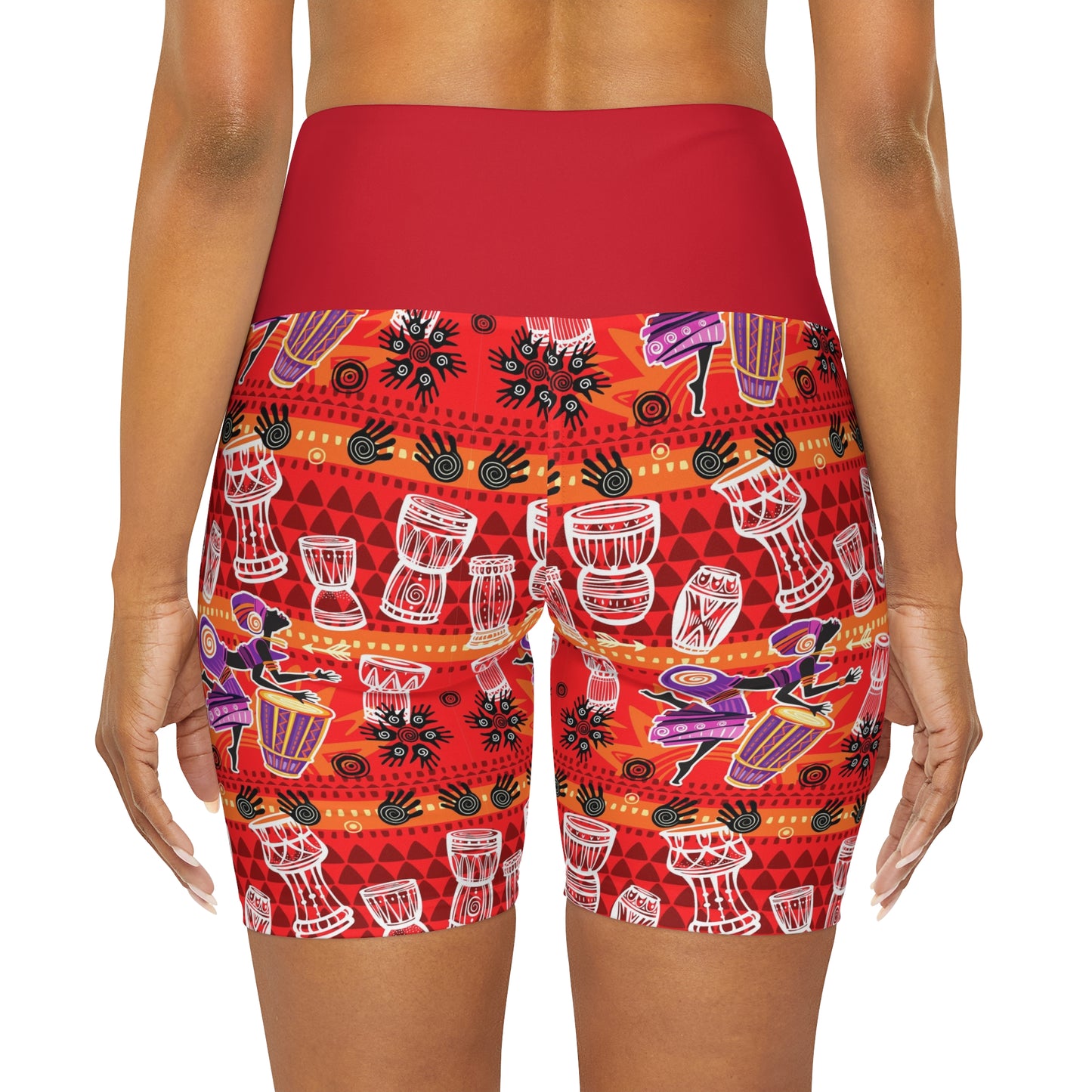 AFRICAN RED High Waisted Yoga Shorts (AOP)