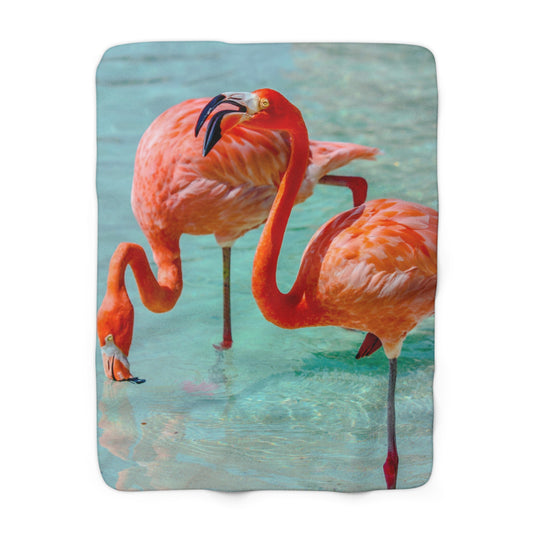 Flamingo Sherpa Fleece Blanket