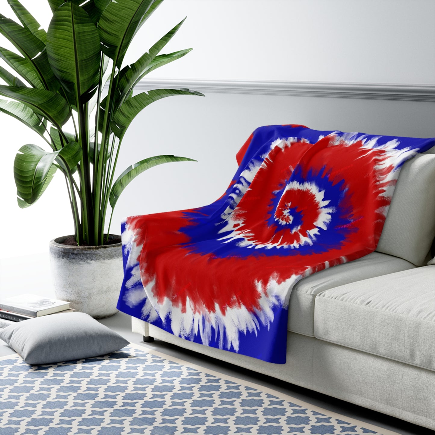 RED WHITE BLUE Sherpa Fleece Blanket