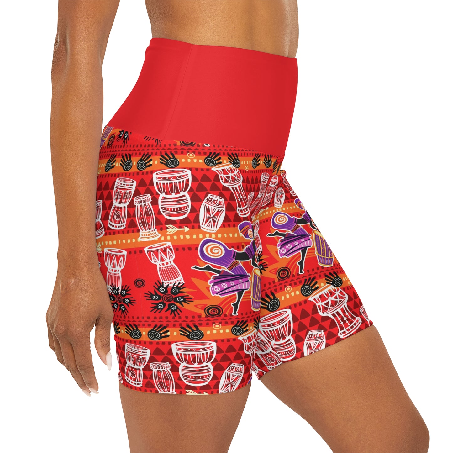 AFRICAN RED High Waisted Yoga Shorts (AOP)