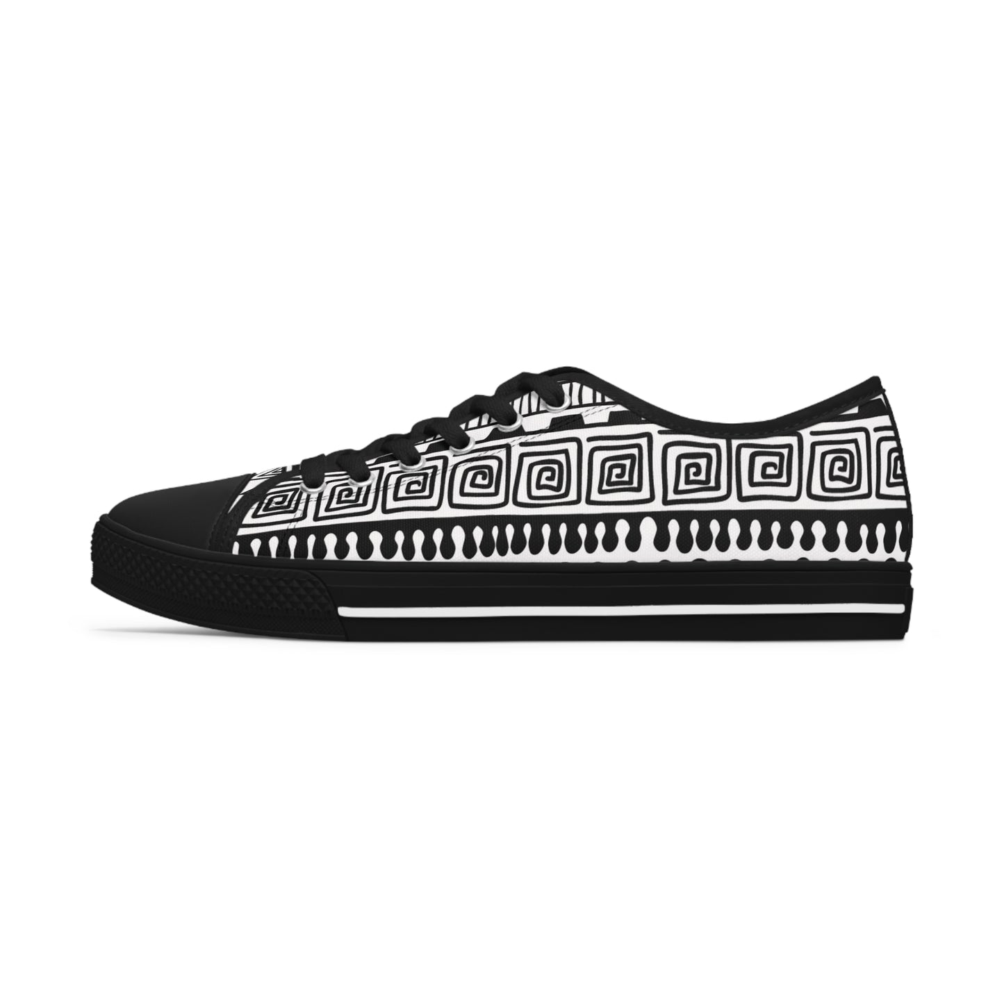 Black and White Women's Low Top Sneakers