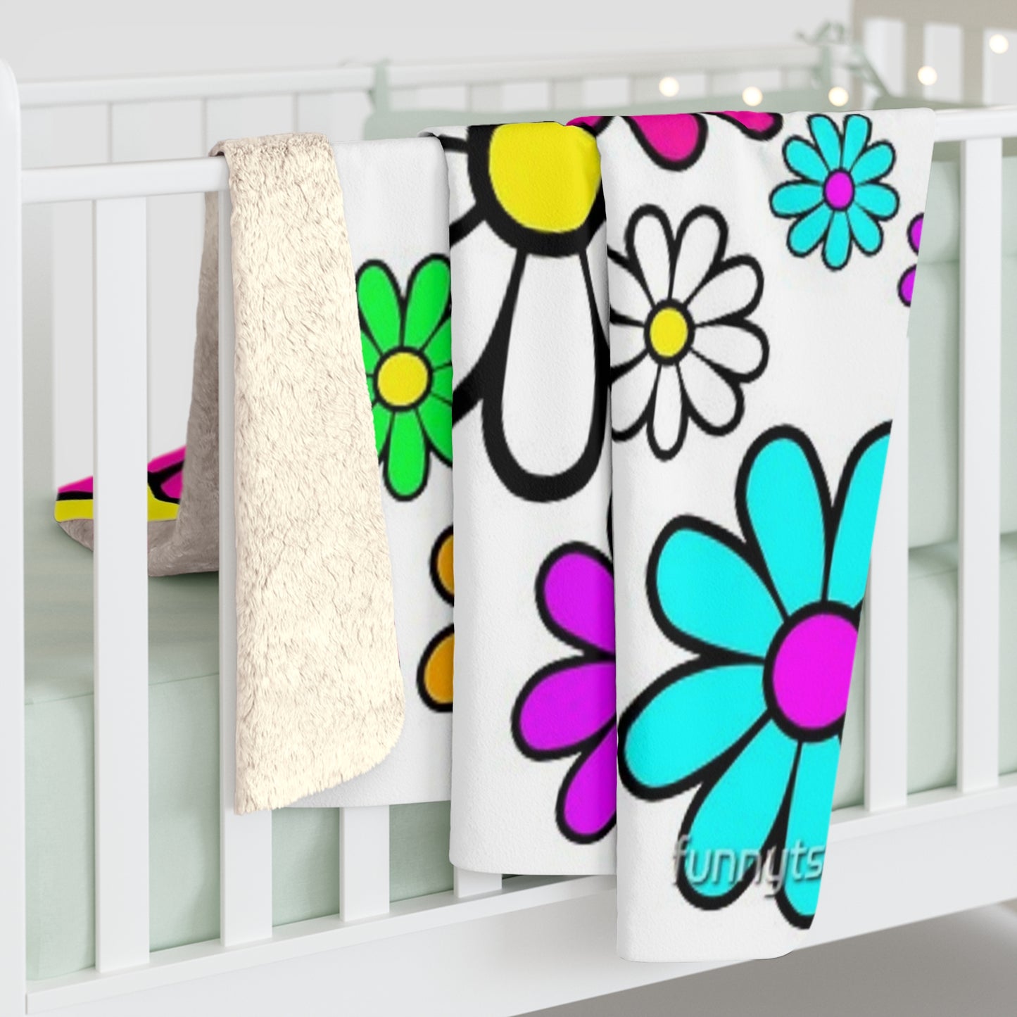 Daisy Sherpa Fleece Blanket